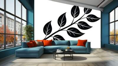 Leaves branch decorative vector image Silhouete isolated Wall mural