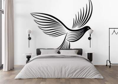 Minimalist Bird Wings symbol Logo Vector png isolated on white background Wall mural