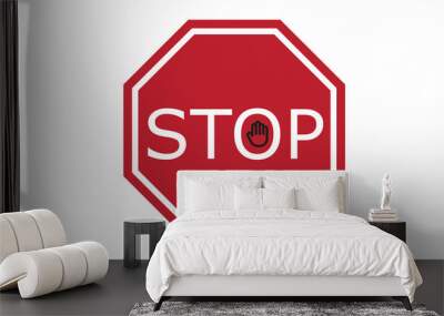 stop sign isolated on white Wall mural