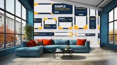 Google promotion kit banner template design for web page, ads, background, backdrop, flyer, card. Business web banners template set. Vertical, horizontal and square ads template layout. Wall mural