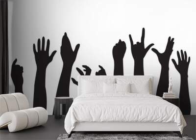 Many hands up Human Hand, Hand Raised, Volunteer vector flat icon. Wall mural