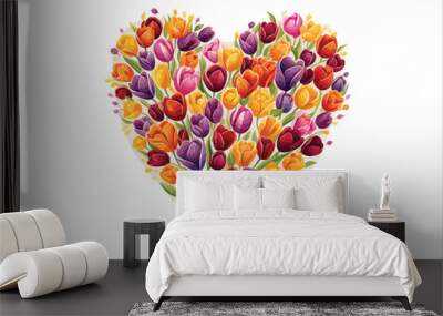 Beautiful Watercolor Floral love shape Vector Illustration, Beautiful Watercolor Floral Love Shape. Wall mural