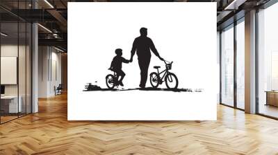 Father and son Silhouette vector Illustration. Father and Boy Vector Illustration. Wall mural