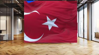 The flag of the Republic of Turkey, often referred to as the Turkish flag is a red flag featuring a white star and crescent.	 Wall mural