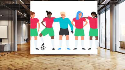 female football team women soccer players standing together vector illustration Wall mural