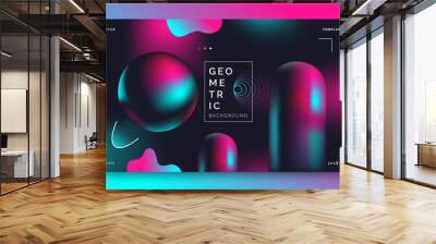 futuristic abstract background cover flyer design with 3d geometric shapes minimalism style  Wall mural