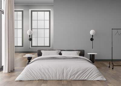 modern interior empty room with two windows and wall mock up vector illustration Wall mural