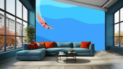 woman diving underwater in the sea ocean summer vacation vector illustration Wall mural