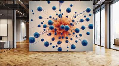  Network structure chemical bonds in molecular level of lines and points, dots and connections.  AI generated image, ai Wall mural