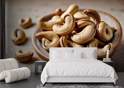 Roasted cashew nuts isolated on white background Ai generative. Wall mural