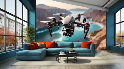 The Best Drones Fling for Photos  Background Ai generative. Wall mural