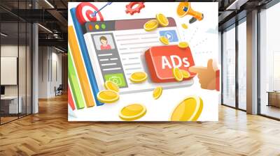 3D  Conceptual Illustration of Pay Per Click Wall mural