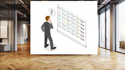 3D Isometric Flat  Conceptual Illustration of Optic Store, Choosing Glasses Wall mural