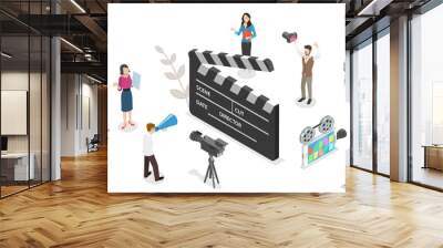 3D Isometric Flat  Conceptual Illustration of Video Shooting Wall mural