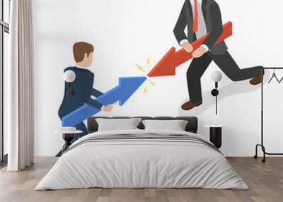 3D Isometric Flat  Illustration of Business Conflict. Item 2 Wall mural