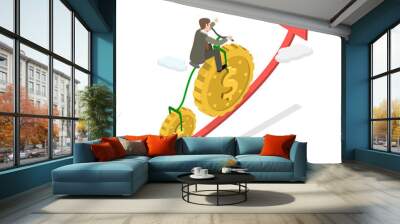 3D Isometric Flat  Illustration of Currency Exchange, Business Profit Growth Wall mural