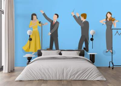 3D Isometric Flat Vector Conceptual Illustration of Opera, Theater and Music Wall mural