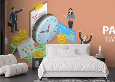 3d isometric flat vector conceptual illustration of payment date, financial planning and time manage Wall mural