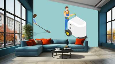 3D Isometric Flat Vector Illustration of Cleaning Service , Professional Hygiene Service Wall mural