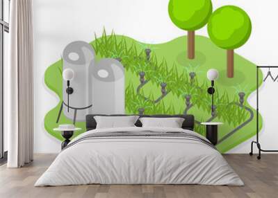 3D Isometric Flat Vector Illustration of Irrigation System, Farming Agriculture. Item 2 Wall mural