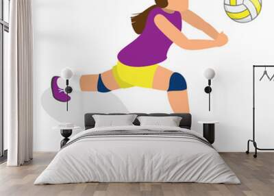 3D Isometric Flat Vector Set of Volleyball Players, Team Sports Game. Item 2 Wall mural