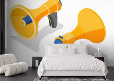 Isometric flat  concept of a yellow loudspeaker. Wall mural