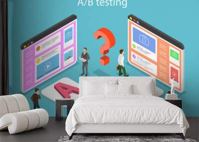 Isometric flat vector concept of AB testing, split test, A-B comparison, web development. Wall mural