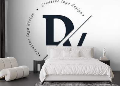 DV Letter Logo Design with a Creative Cut. Creative logo design Wall mural