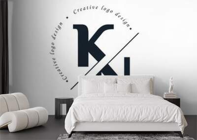 KN Letter Logo Design with a Creative Cut. Creative logo design Wall mural