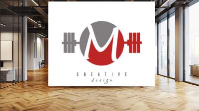 M letter logo with Modern and creative gym logo. Gym letter logo with red color gradient Wall mural