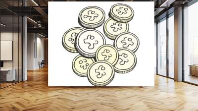 Coin cartoon style icon illustration on white background. Generative AI Wall mural