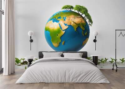 Earth day concept on white background, World environment day. Generative AI Wall mural