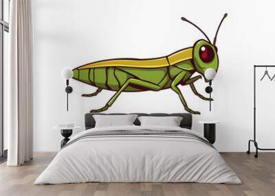 Grasshopper cartoon icon illustration on white background. Generative AI Wall mural