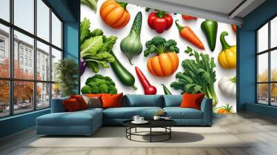 Many vegetables together icon logo symbol emblem on the white background Generative AI Wall mural