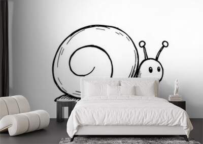 Snail cartoon icon illustration on white background. Generative AI Wall mural