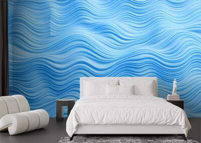 Three dimensional render of blue wavy pattern. Generative AI Wall mural