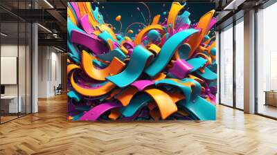 Vibrant abstract graffiti art style background with dynamic shapes and bold colors, Generative AI Wall mural