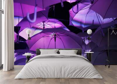 purple umbrella hang on wire for decoration Wall mural