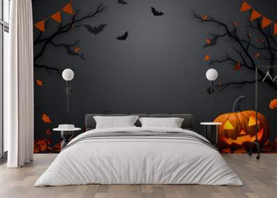 Halloween background with pumpkin Wall mural