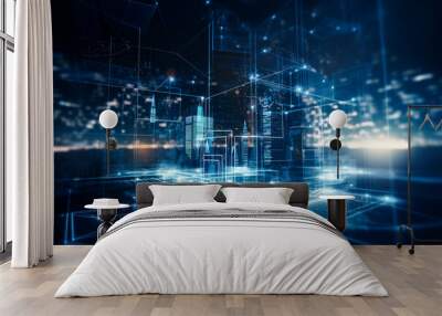 Digital transformation and urban futuristic technology. generative Ai technology Wall mural