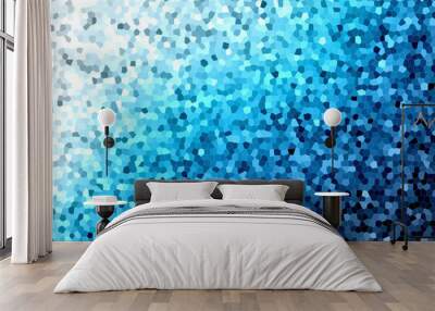 紺や水色の美しい幾何学模様のステンドグラス背景。Stained glass background with beautiful geometric patterns in navy blue and light blue. Wall mural