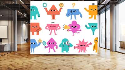 abstract characters. geometric comic creature emotions. funny face business team avatar with magnifi Wall mural