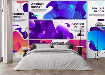 Abstract gradient banners. Gradient fluid flyer, banner with colored liquid, modern bright fashion. Vector illustration Wall mural