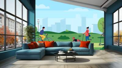 Active people healthy lifestyle rest in park Wall mural