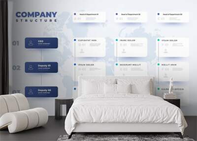 Business organization table. Company structure infographic template with corporate hierarchy elements. Vector illustration Wall mural