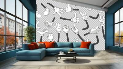 Cartoon legs and hands. Legs in boots and gloved hands. Vector isolated illustration set Wall mural