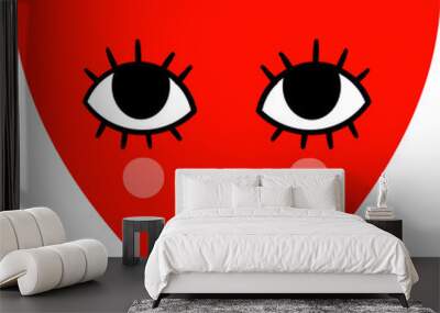 Cartoon red heart character with open eyes Wall mural