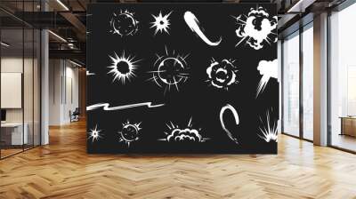 comic energy explosion. cartoon flame smoke cloud, speed hit vfx effect and promo flash blast vector Wall mural