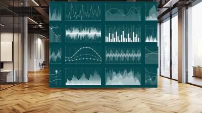 Currency grow chart. Stock graph diagram, finance and economic market analysis graphs. Analysis economics graphs vector concept Wall mural