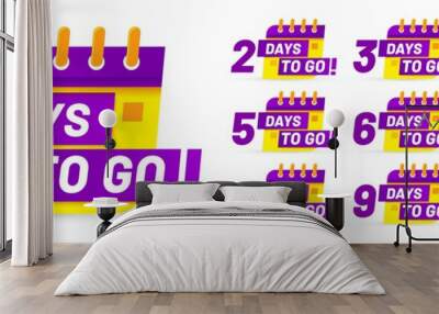 Days to go badges. Number left, time to sale, day badge down, countdown sign timer counter, vector illustration Wall mural